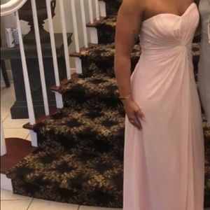 Baby pink bill levkof bridesmaid dress